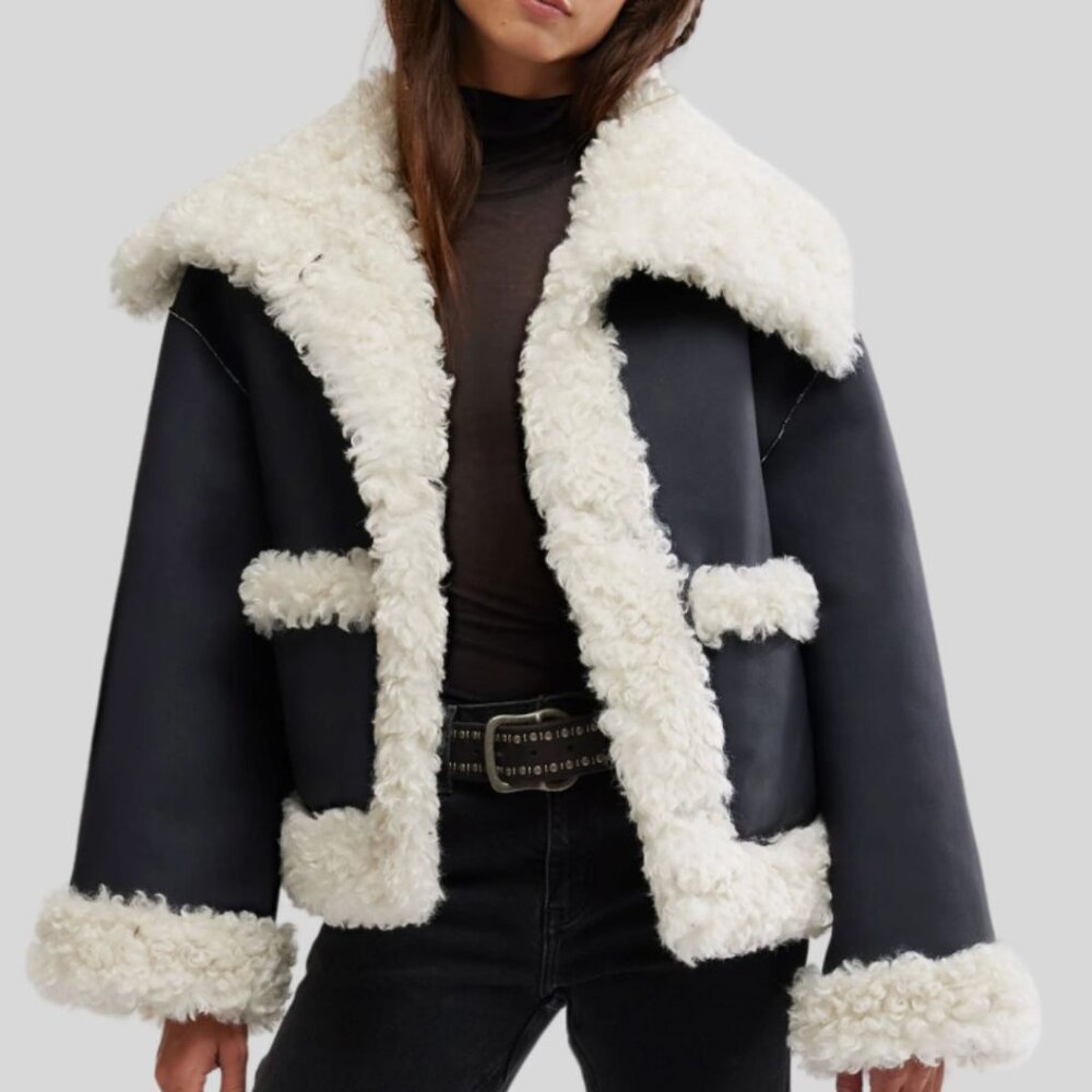 Free People Kiki Faux Leather Sherpa Jacket main image 1